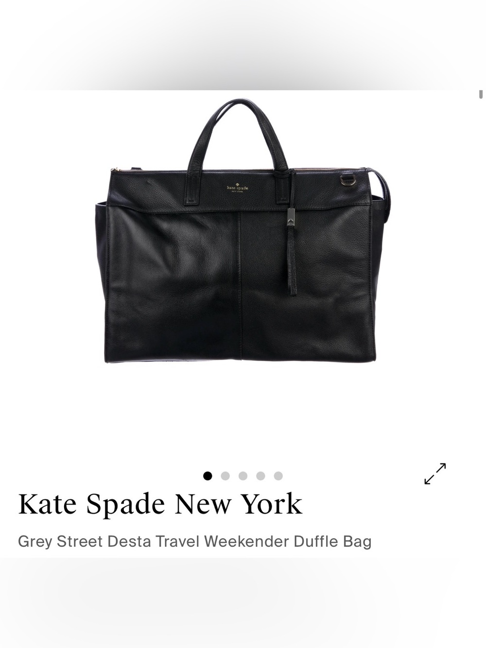 kate spade Black Pebbled Leather weekender Tote with Tassel